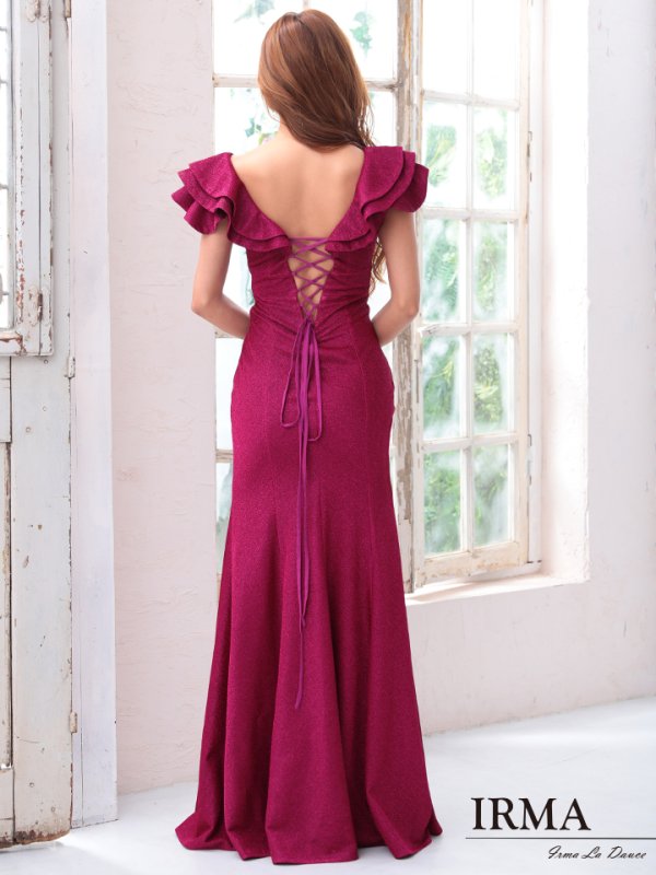 画像6: 【IRMA/イルマ】フリルデザイン/ ワンカラー/ ロング/ スリット/ ロングドレス /キャバドレス long[HC03]