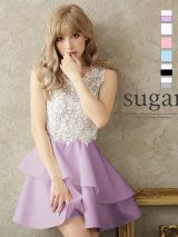 新色追加!! sugarオリジナルカラー!!【Jessica/ジェシカ】フラワーレース/フリルスカート/ミニドレス /キャバドレス【HC03】 フリーサイズ