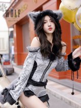 【即日発送】ロングスリーブウルフ【マリームーン】【ハロウィンコスプレ3点セット】【フリーサイズ/1カラー】[OF04]