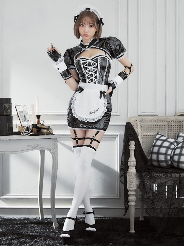 画像3: 【即日発送】 【ハロウィン】編み上げレザーメイド【Malymoon/マリームーン 【コスプレ8点セット】【フリーサイズ/1カラー】[HC03]
