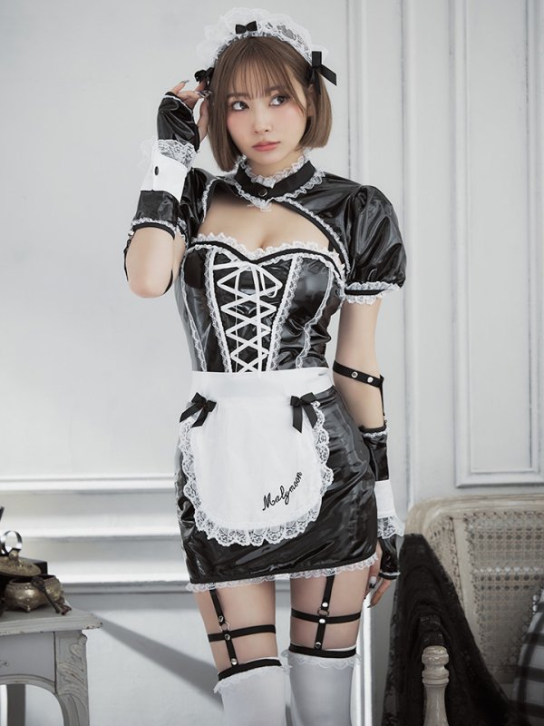 画像7: 【即日発送】 【ハロウィン】編み上げレザーメイド【Malymoon/マリームーン 【コスプレ8点セット】【フリーサイズ/1カラー】[HC03]