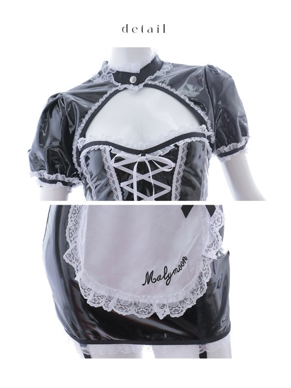 画像12: 【即日発送】 【ハロウィン】編み上げレザーメイド【Malymoon/マリームーン 【コスプレ8点セット】【フリーサイズ/1カラー】[HC03]