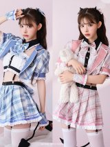 【即日発送】チェックデビル制服コスチューム【マリームーン】【ハロウィンコスプレ10点セット】【フリーサイズ/2カラー】[OF01]