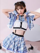 【即日発送】チェックデビル制服コスチューム【マリームーン】【ハロウィンコスプレ10点セット】【フリーサイズ/2カラー】[OF01]
