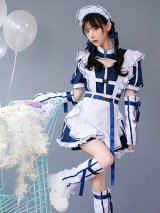 【即日発送】アクセントラインハーネスジャージメイド【マリームーン】【ハロウィンコスプレ6点セット】【フリーサイズ/3カラー】[OF01]