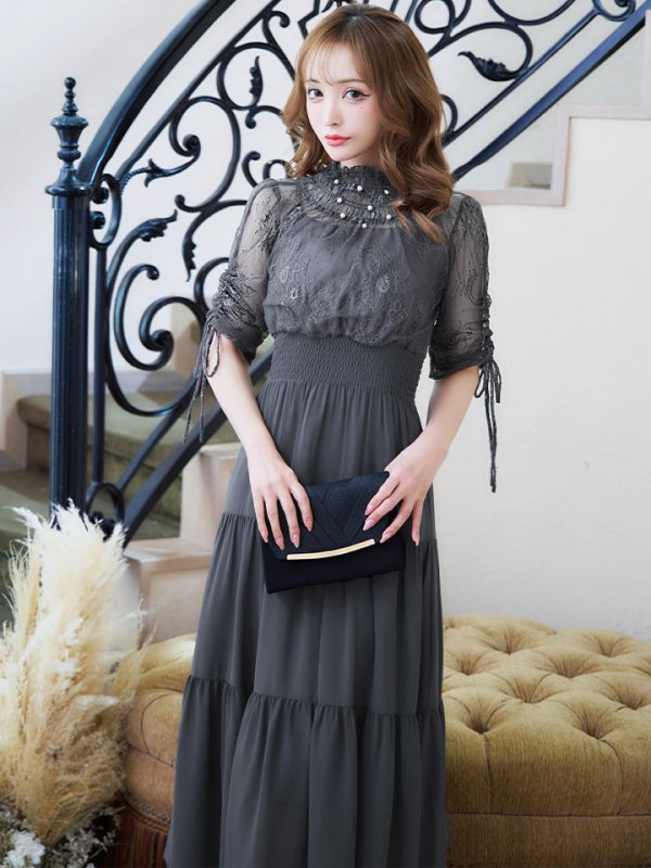 画像41: 【AMORA GRACE / アモーラグレース】 オケージョンドレス/ パーティードレス/ お呼ばれドレス/ ハイネック/ レース/ 袖あり/ Aライン/ ミモレ丈/ ワンピース/ キャバドレス[OF05]