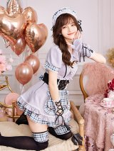 【即日発送】ゴシックチェックメイドドレス【マリームーン】【ハロウィンコスプレ6点セット】【フリーサイズ/2カラー】[OF01]