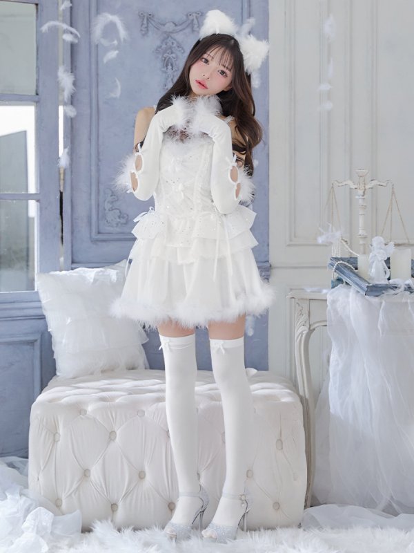 画像2: 【即日発送】【ハロウィン】デコレーションファーキャットドレス【Malymoon/マリームーン】 【コスプレ6点セット】【フリーサイズ/1カラー】[YMT]