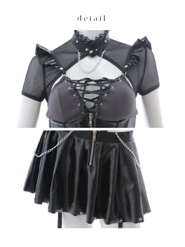 画像12: 【即日発送】【ハロウィン】ディープブラックエナメルジップヴィラン【Malymoon/マリームーン】 【コスプレ6点セット】【フリーサイズ/1カラー】[HC03]