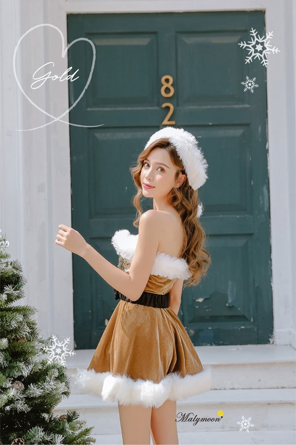 画像18: 【即日発送】【クリスマスコスプレ4点セット】【Malymoon/マリームーン】レースアップxウエストリボンサンタコスプレ【フリーサイズ/8カラー】[YMT]