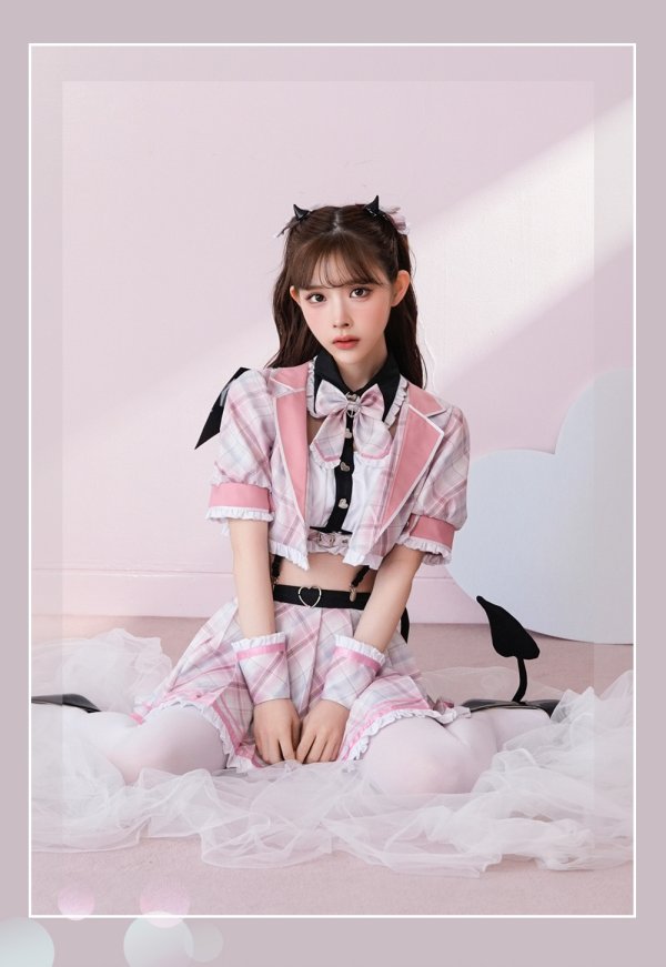 画像1: 【即日発送】チェックデビル制服コスチューム【マリームーン】【ハロウィンコスプレ10点セット】【フリーサイズ/2カラー】[YMT]