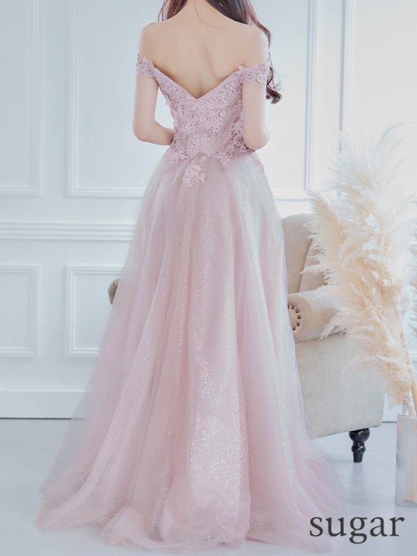 画像18: 【Lip line/リップライン】オフショル/ ハートカット/ ラメ/ 刺繍レース/ チュール/ プリンセス/ フレア/ Aライン/ ロングドレス/ キャバドレス long[HC03]