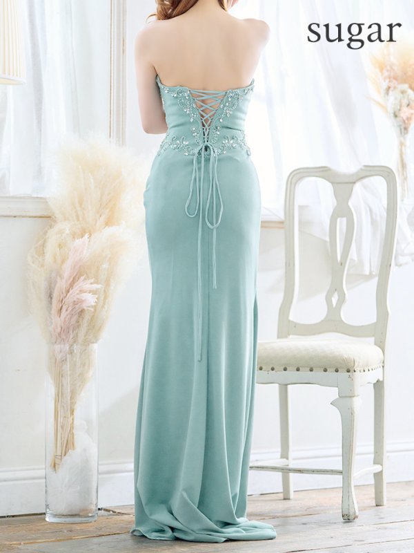 画像14: 【Lip line/リップライン】ロングスリット/ ベア/ ワンカラー/ ビジュー/ シアー/ スピンドル/ ストレッチ/ タイト/ ロングドレス/ キャバドレス long[HC03]