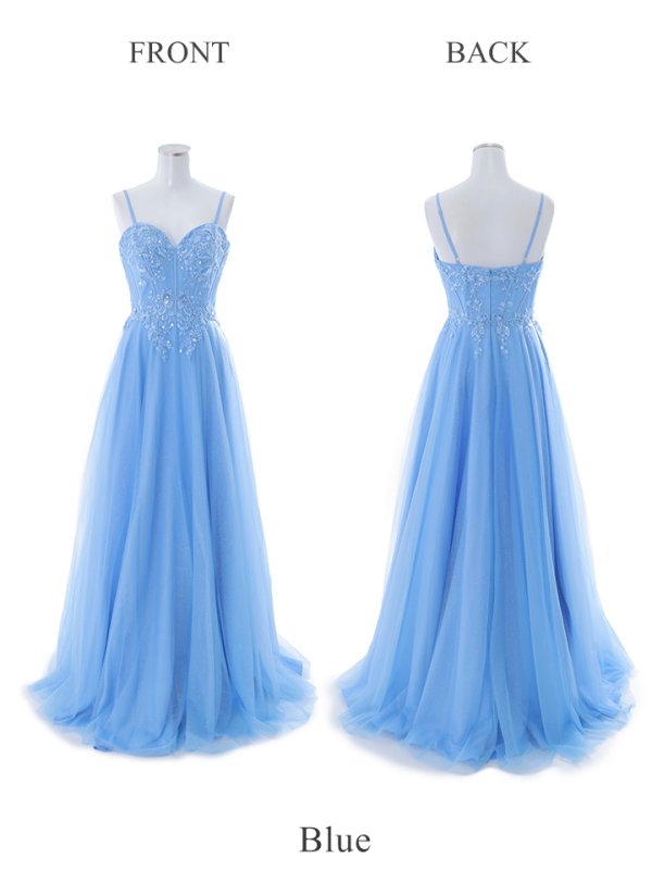 画像21: 【Lip line/リップライン】ラメ/ チュール/ キャミソール/ Aライン/ デザイン刺繍/ フレア/ ロングドレス/ キャバドレス long[HC03]