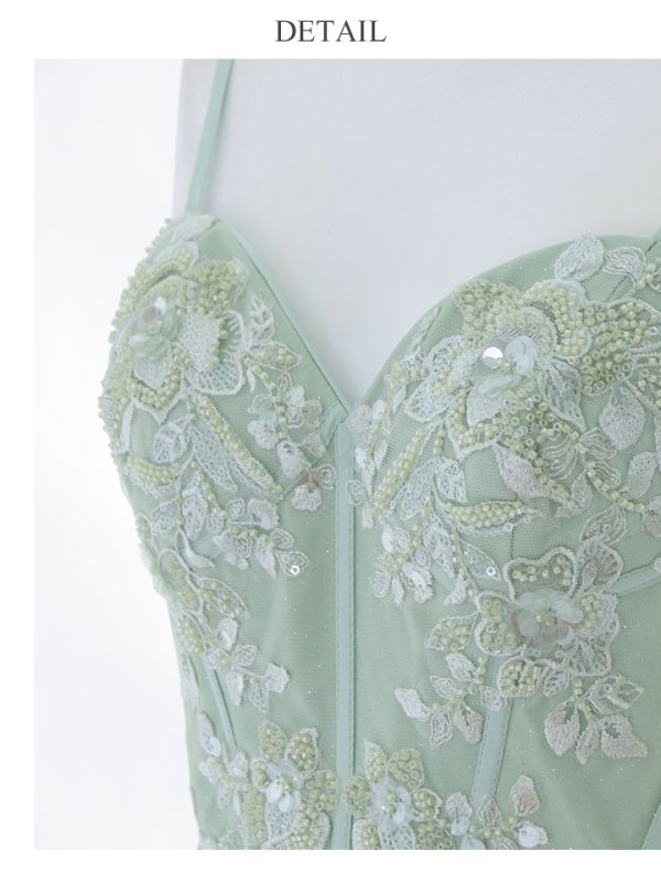 画像17: 【Lip line/リップライン】ラメ/ チュール/ キャミソール/ Aライン/ デザイン刺繍/ フレア/ ロングドレス/ キャバドレス long[HC03]