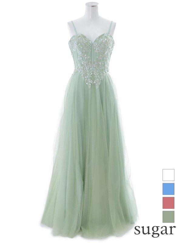 画像13: 【Lip line/リップライン】ラメ/ チュール/ キャミソール/ Aライン/ デザイン刺繍/ フレア/ ロングドレス/ キャバドレス long[HC03]