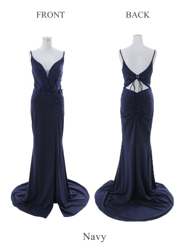 画像19: 【Lip line/リップライン】ワンカラー/ 立体フラワー刺繍/ キャミ/ ストレッチ/ スリット/ タイト/ ロングドレス/ キャバドレス long[HC03]