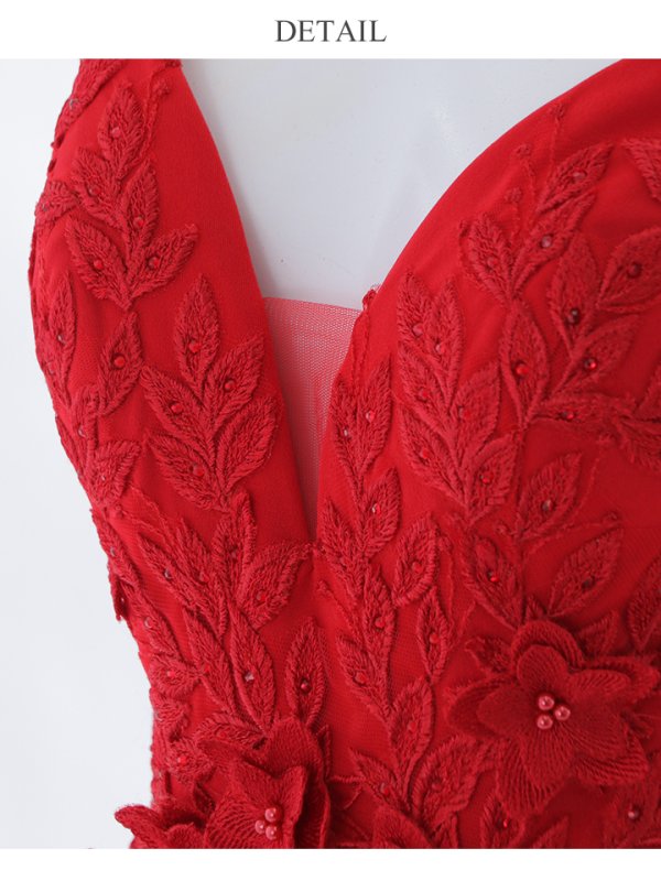 画像12: 【Lip line/リップライン】ワンカラー/ 立体フラワー刺繍/ キャミ/ ストレッチ/ スリット/ タイト/ ロングドレス/ キャバドレス long[HC03]