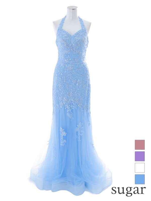 画像19: 【Lip line/リップライン】マーメイド/ スパンコール刺繍/ ホルターネック/ チュール/ タイト/ ロングドレス/ キャバドレス long[HC03]