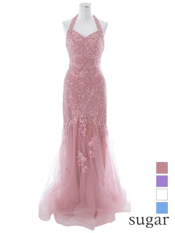 画像15: 【Lip line/リップライン】マーメイド/ スパンコール刺繍/ ホルターネック/ チュール/ タイト/ ロングドレス/ キャバドレス long[HC03]