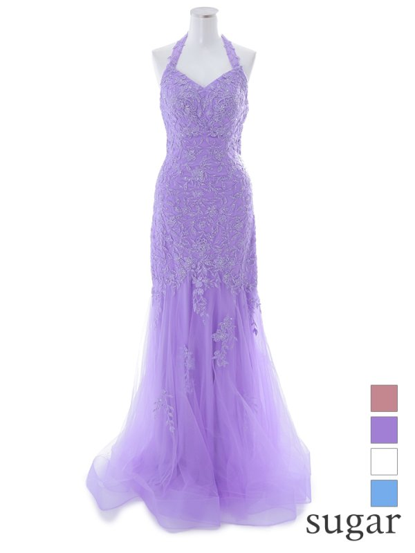 画像17: 【Lip line/リップライン】マーメイド/ スパンコール刺繍/ ホルターネック/ チュール/ タイト/ ロングドレス/ キャバドレス long[HC03]