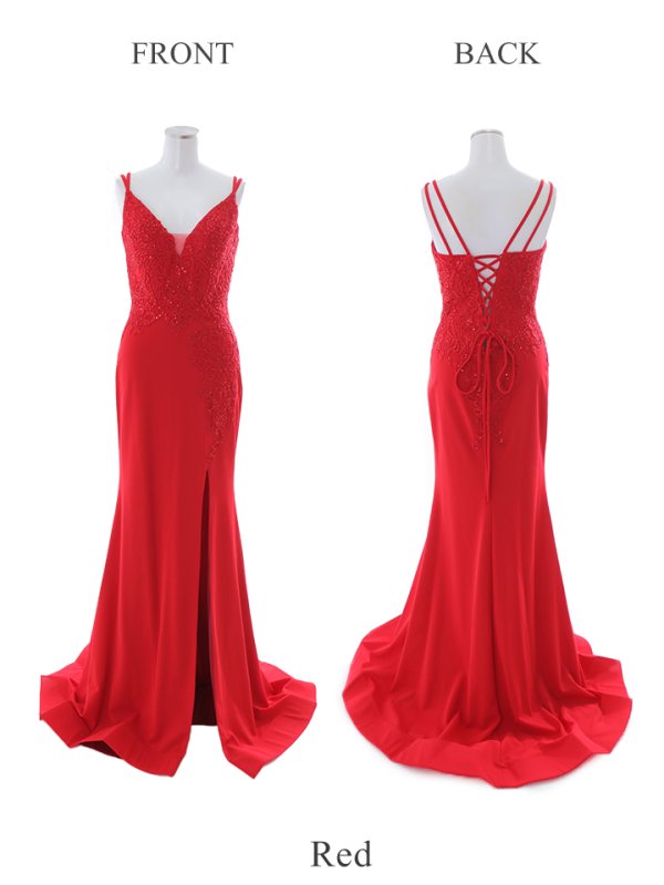 画像14: 【Lip line/リップライン】マーメイド/ スピンドル/ 立体フラワー刺繍/ キャミ/ ストレッチ/ スリット/ ロングドレス/ キャバドレス long[HC03]