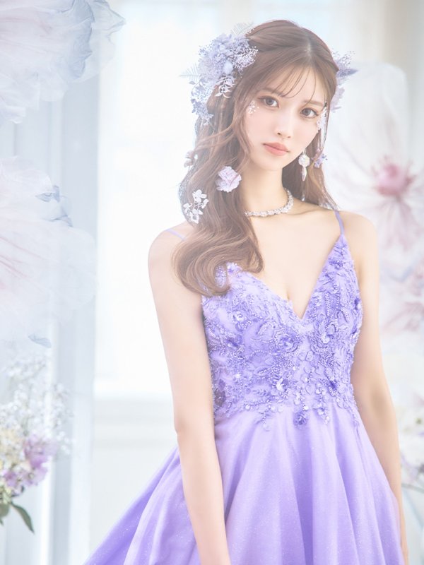 画像24: 【関西コレクション着用】【Lip line/リップライン】立体フラワー刺繍レース/ ラメ/ キャミソール/ Aライン/ プリンセス/ フレア/ ロングドレス/ キャバドレス long[HC03]