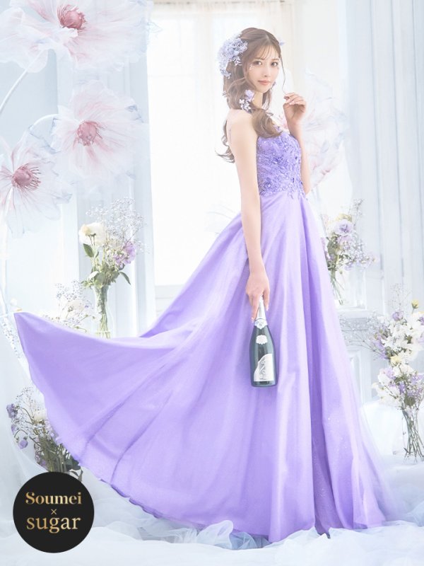 画像14: 【関西コレクション着用】【Lip line/リップライン】立体フラワー刺繍レース/ ラメ/ キャミソール/ Aライン/ プリンセス/ フレア/ ロングドレス/ キャバドレス long[HC03]