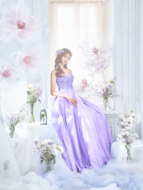 画像17: 【関西コレクション着用】【Lip line/リップライン】立体フラワー刺繍レース/ ラメ/ キャミソール/ Aライン/ プリンセス/ フレア/ ロングドレス/ キャバドレス long[HC03]