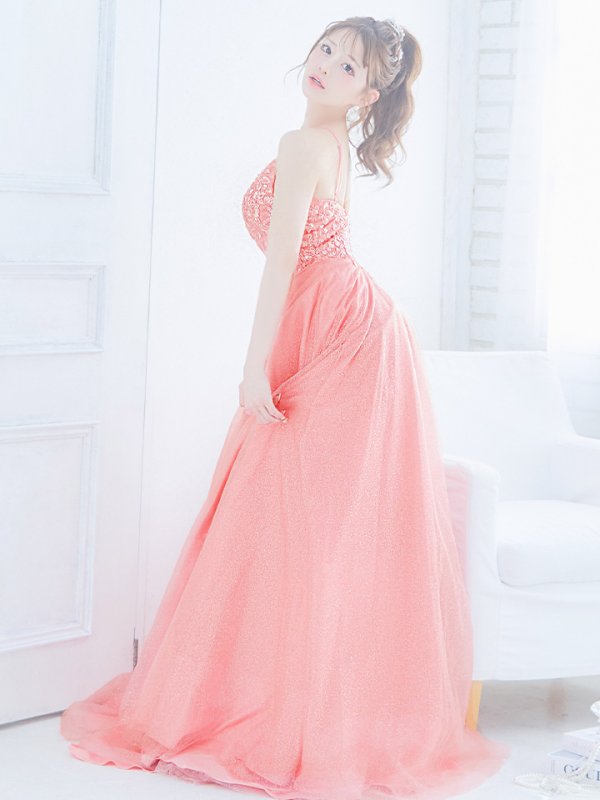 画像5: 【関西コレクション着用】【Lip line/リップライン】立体フラワー刺繍レース/ ラメ/ キャミソール/ Aライン/ プリンセス/ フレア/ ロングドレス/ キャバドレス long[HC03]