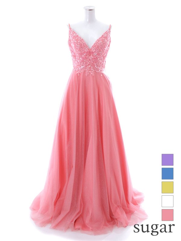 画像38: 【関西コレクション着用】【Lip line/リップライン】立体フラワー刺繍レース/ ラメ/ キャミソール/ Aライン/ プリンセス/ フレア/ ロングドレス/ キャバドレス long[HC03]