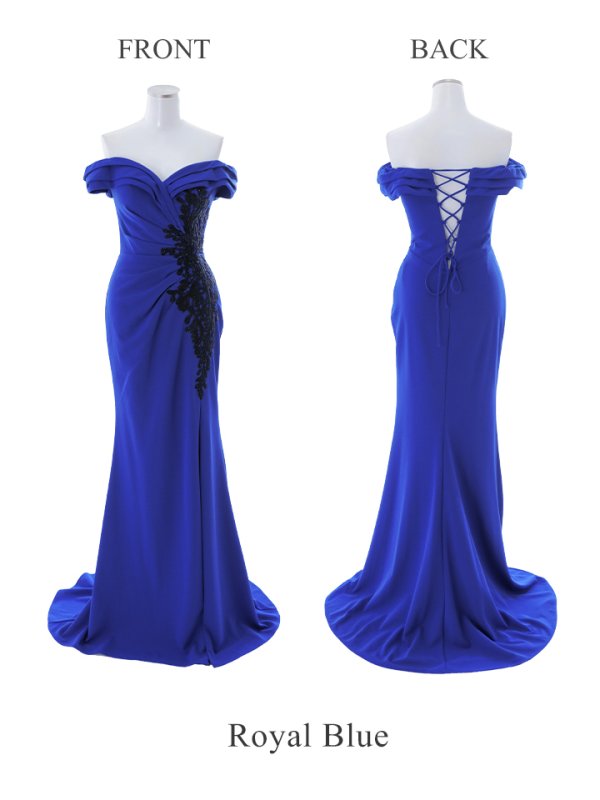 画像14: 【Lip line/リップライン】オフショルダー/ バイカラー刺繍/ タック/ スリット/ キャバドレス/ ロングドレスlong[HC03]