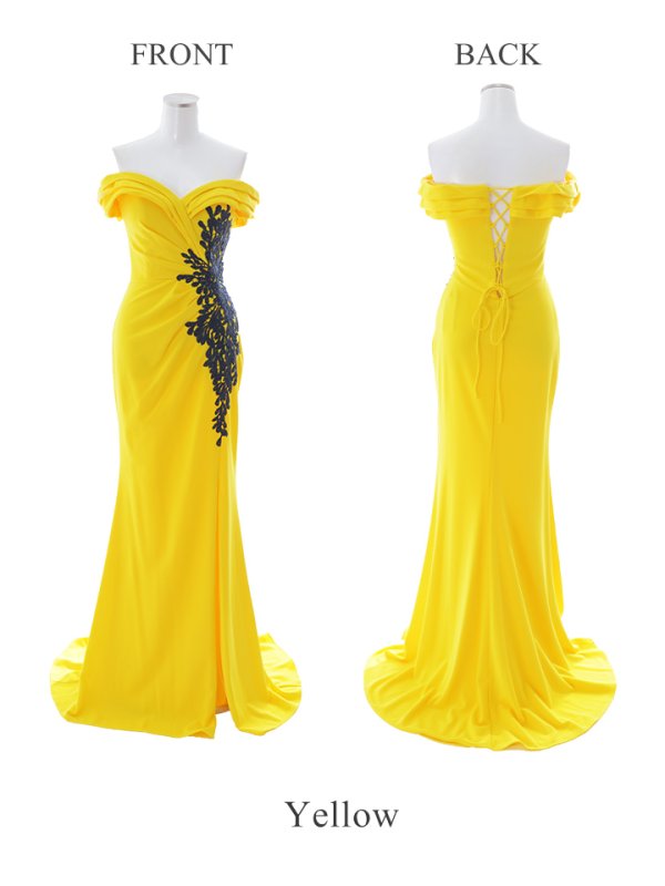 画像15: 【Lip line/リップライン】オフショルダー/ バイカラー刺繍/ タック/ スリット/ キャバドレス/ ロングドレスlong[HC03]