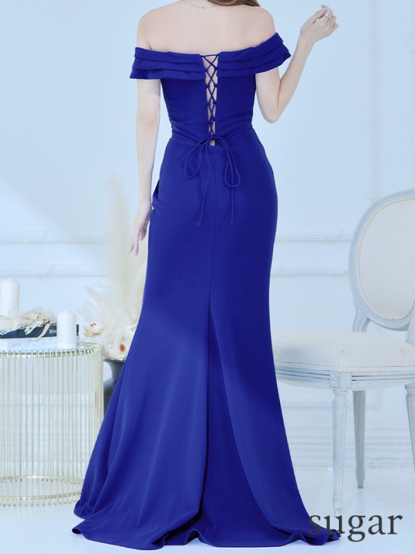 画像11: 【Lip line/リップライン】オフショルダー/ バイカラー刺繍/ タック/ スリット/ キャバドレス/ ロングドレスlong[HC03]