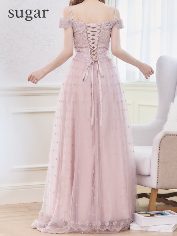 画像9: 【Lip line/リップライン】ドットレース/ 刺繍/ オフショル/ フレア/ Aライン/ ロングドレス/ キャバドレス long[HC03]