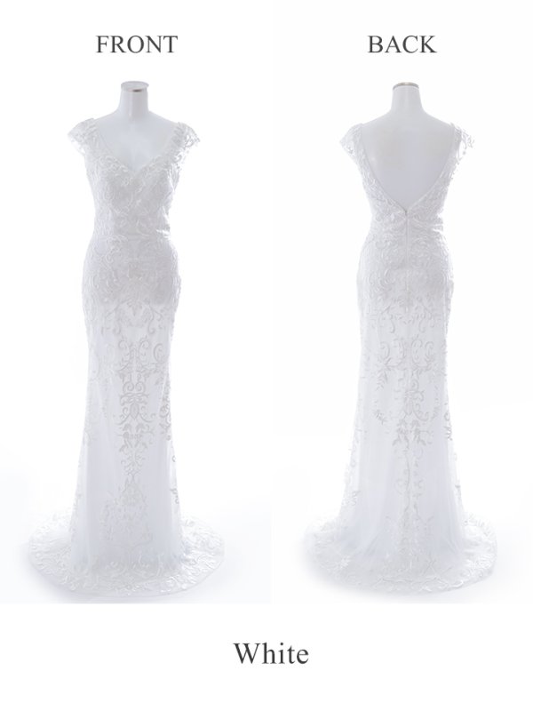 画像12: 【Lip line/リップライン】デザイン刺繍/ チュール/ ノースリーブ/ Vネック/ タイト/ ロングドレス/ キャバドレス long[HC03]