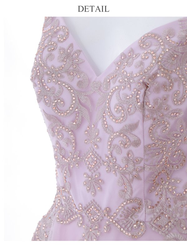 画像40: 【Lip line/リップライン】デザイン刺繍レース/ スピンドル/ キャミソール/ Aライン/ プリンセス/ フレア/ ロングドレス/ キャバドレス long[HC03]