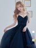 【Lip line/リップライン】デザイン刺繍レース/ スピンドル/ キャミソール/ Aライン/ プリンセス/ フレア/ ロングドレス/ キャバドレス long[HC03]　ネイビー