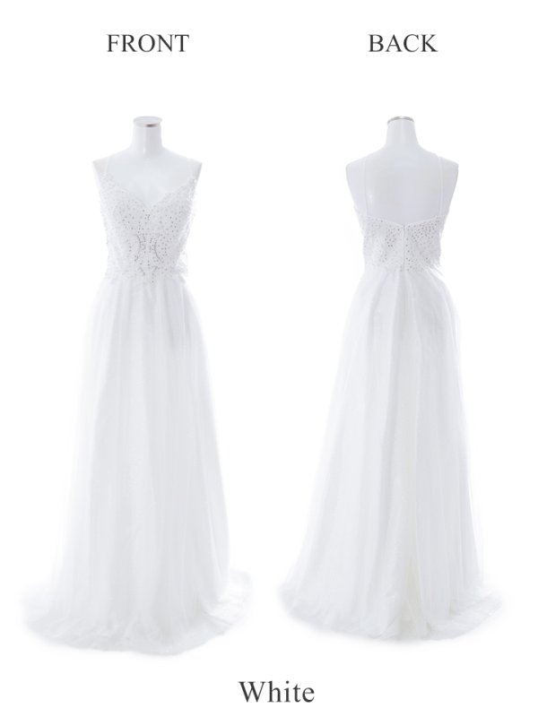 画像16: 【Lip line/リップライン】ラメ/ チュール/ キャミソール/ Aライン/ デザイン刺繍/ フレア/ ロングドレス/ キャバドレス long[HC03]