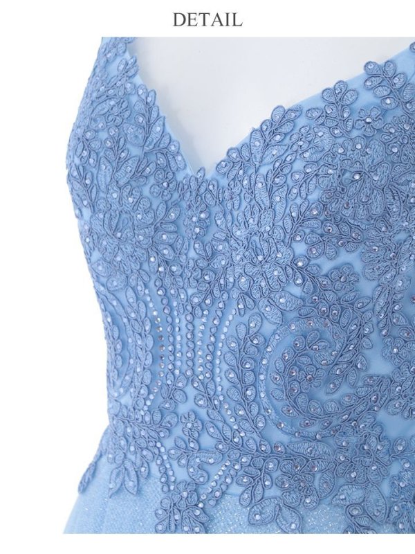 画像19: 【Lip line/リップライン】ラメ/ チュール/ キャミソール/ Aライン/ デザイン刺繍/ フレア/ ロングドレス/ キャバドレス long[HC03]