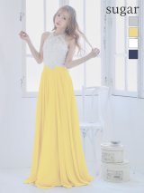 【Lip line/リップライン】アメスリ/ ホルター/ ビジュー/ レース刺繍/ 切り替え/ ロングドレス/ キャバドレス long[HC03]