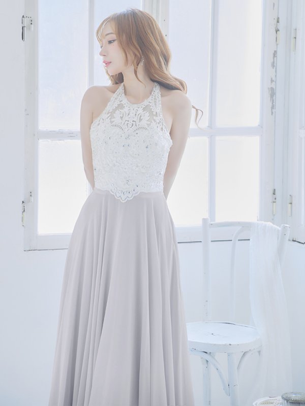 画像6: 【Lip line/リップライン】アメスリ/ ホルター/ ビジュー/ レース刺繍/ 切り替え/ ロングドレス/ キャバドレス long[HC03]