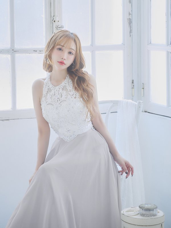 画像7: 【Lip line/リップライン】アメスリ/ ホルター/ ビジュー/ レース刺繍/ 切り替え/ ロングドレス/ キャバドレス long[HC03]