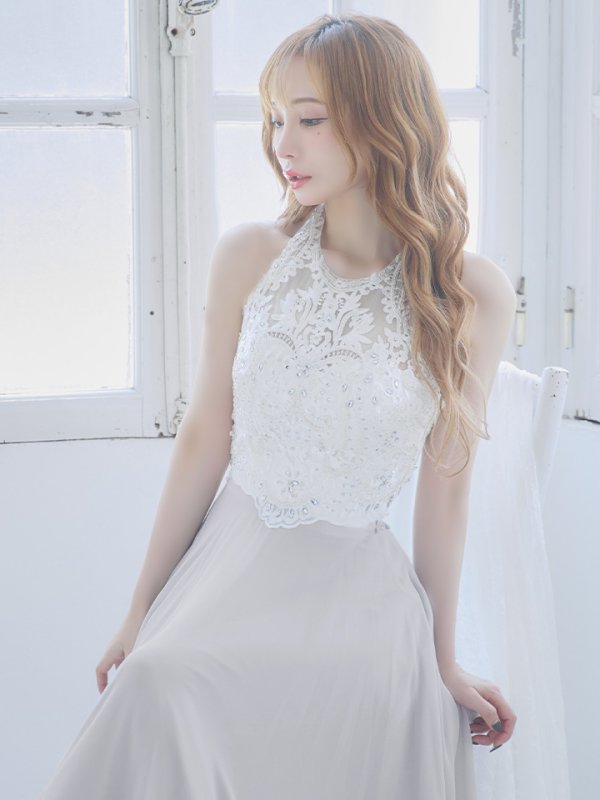 画像8: 【Lip line/リップライン】アメスリ/ ホルター/ ビジュー/ レース刺繍/ 切り替え/ ロングドレス/ キャバドレス long[HC03]