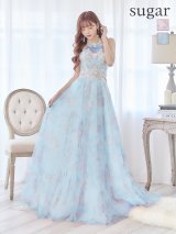 【Lip line/リップライン】フラワープリント/ 刺繍/ アメスリ/ Aライン/ プリンセス/ フレア/ ロングドレス/ キャバドレス long[HC03]