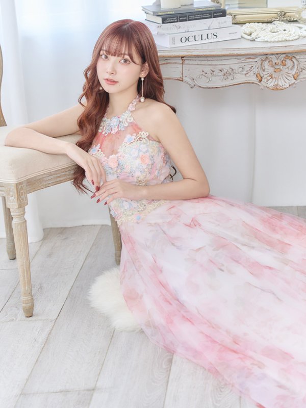 画像8: 【Lip line/リップライン】フラワープリント/ 刺繍/ アメスリ/ Aライン/ プリンセス/ フレア/ ロングドレス/ キャバドレス long[HC03]