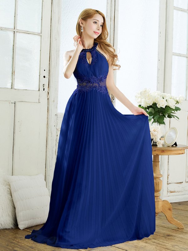 画像19: 【Lip line/リップライン】プリーツ/ アメスリ/ ワンカラー/ シアー/ 刺繍/ Aライン/ ロングドレス/ キャバドレス long[HC03]