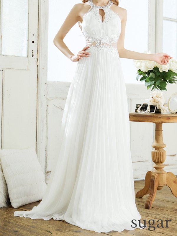 画像9: 【Lip line/リップライン】プリーツ/ アメスリ/ ワンカラー/ シアー/ 刺繍/ Aライン/ ロングドレス/ キャバドレス long[HC03]