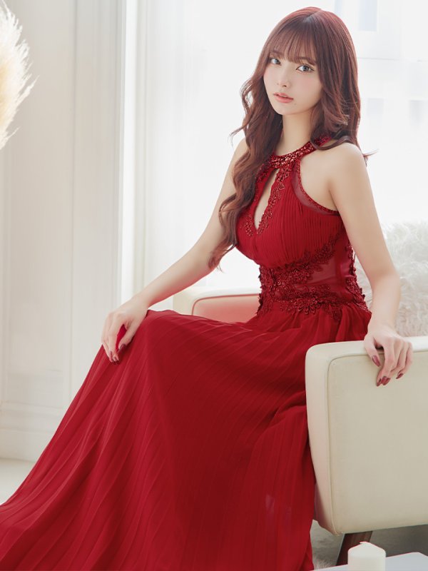 画像26: 【Lip line/リップライン】プリーツ/ アメスリ/ ワンカラー/ シアー/ 刺繍/ Aライン/ ロングドレス/ キャバドレス long[HC03]