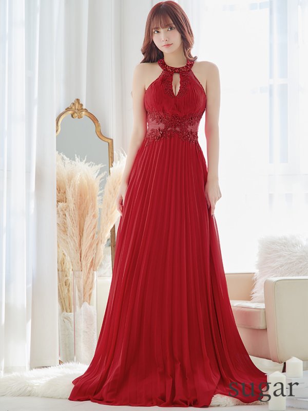 画像30: 【Lip line/リップライン】プリーツ/ アメスリ/ ワンカラー/ シアー/ 刺繍/ Aライン/ ロングドレス/ キャバドレス long[HC03]